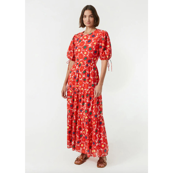 Rhode Jolie Puff Sleeve Open Back Maxi Dress Grenada Floral XS - Picture 1 of 9